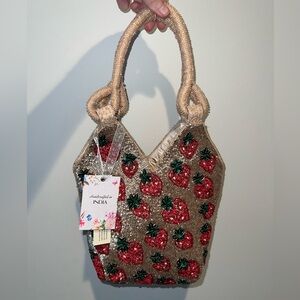 Strawberry Beaded Bag Made in India